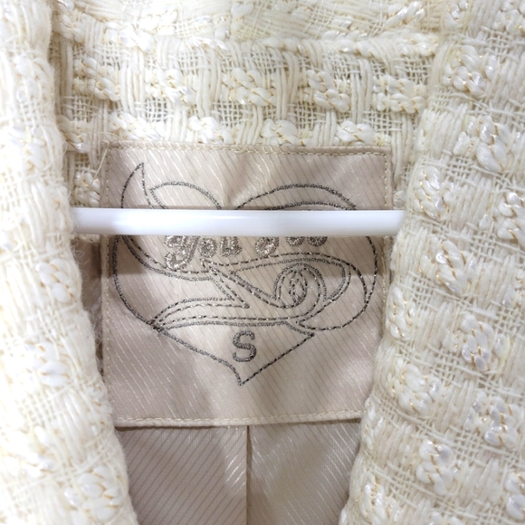 Textured Cream Dress Coat /Long Jacket  Size PS - Picture 8 of 8